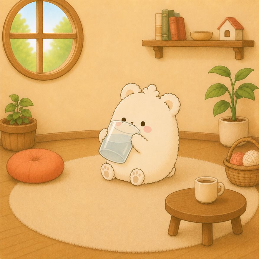 お水をのむモフ